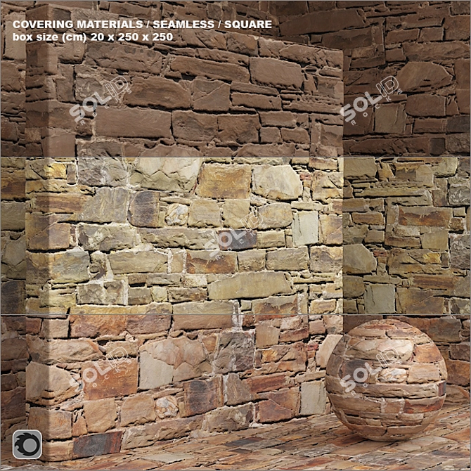 Seamless Stone Masonry Material Set 3D model image 1