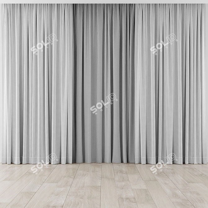 Elegant Curtain Set 3D model image 3