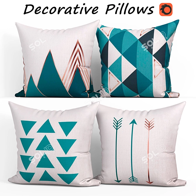 Modern Decorative Pillow Set 3D model image 1