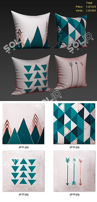 Modern Decorative Pillow Set 3D model image 2