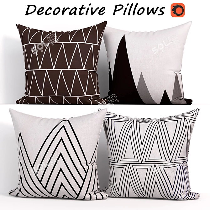 Bluettek Modern Decorative Pillow Set 3D model image 1