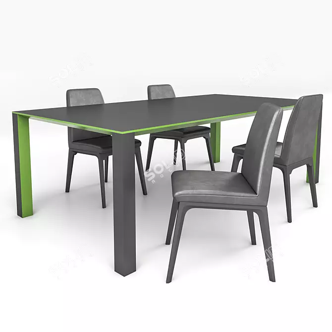 Elegant 7-Piece Dining Set 3D model image 1