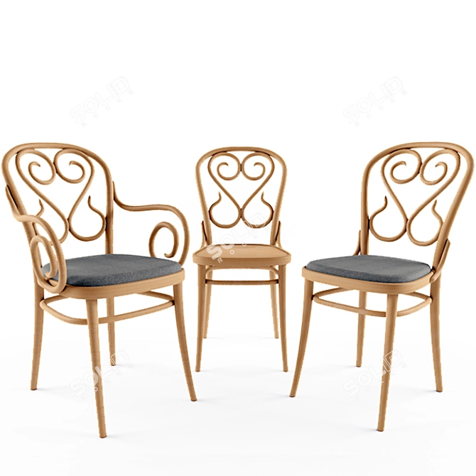 Elegant TON Arm Chairs 3D model image 1