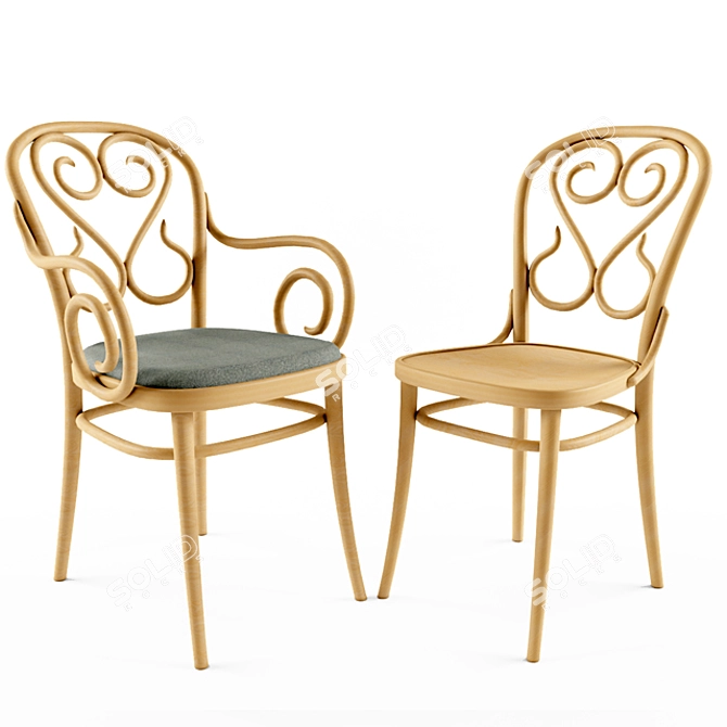 Elegant TON Arm Chairs 3D model image 2