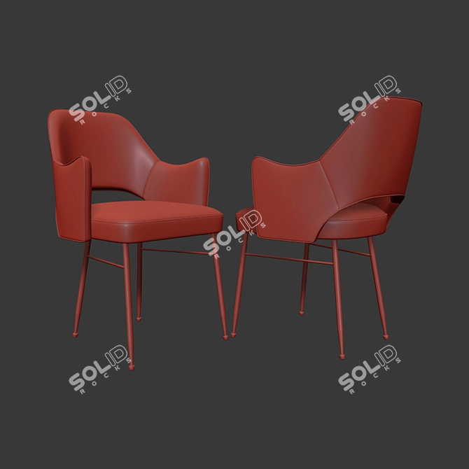 Modern Rigby Dining Chair: Sleek Metal and Leather Design 3D model image 2