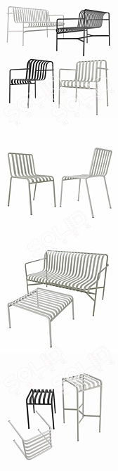  HAY Palissade Outdoor Furniture - Sleek and Stylish Patio Seating Solution 3D model image 2