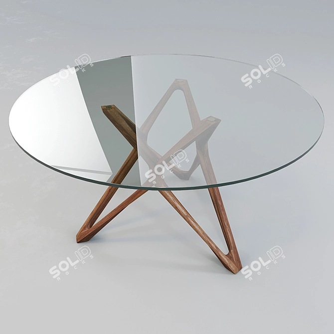 Porada Circe: Walnut Dining Table w/ Tempered Glass Top 3D model image 1