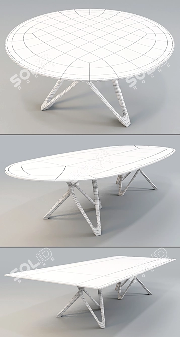 Porada Circe: Walnut Dining Table w/ Tempered Glass Top 3D model image 3