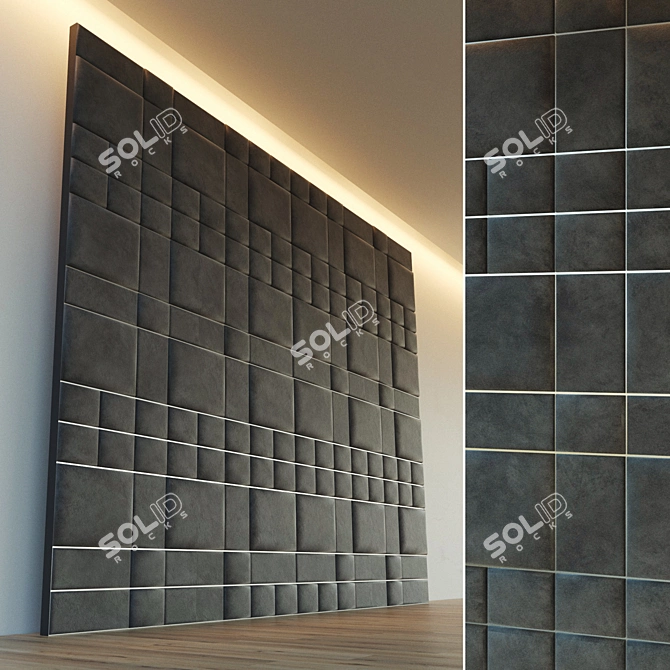 Metallic Trim Soft Panel for Decorative Walls 3D model image 1