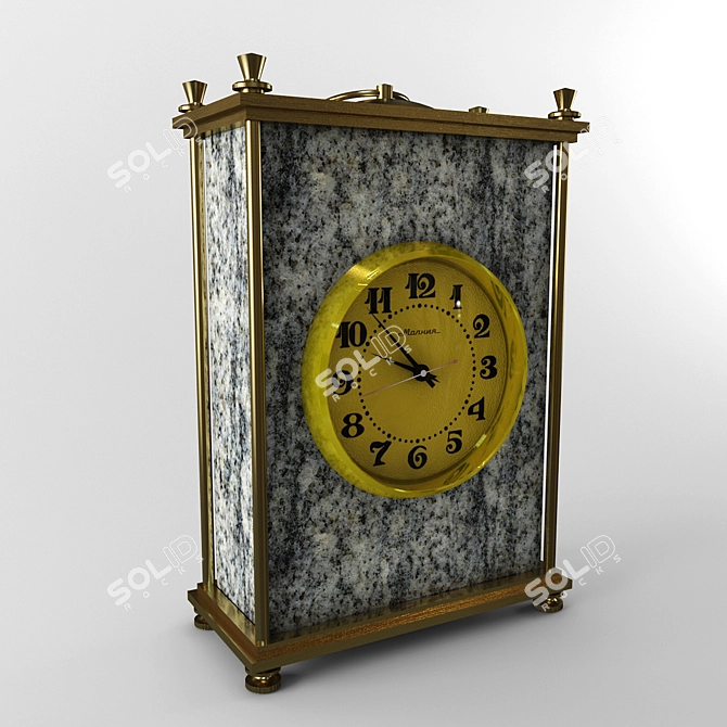 Marble Brass Desktop Clock 3D model image 1