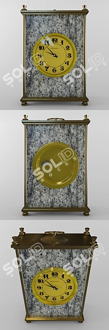 Marble Brass Desktop Clock 3D model image 2