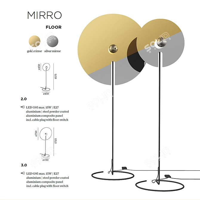 Wever & Ducre Mirro Floor Lamp: Sleek and Elegant Lighting 3D model image 2