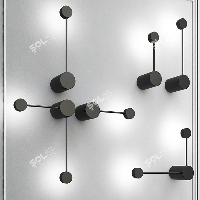 Modern Black Metal Dots Wall Lamps 3D model image 1