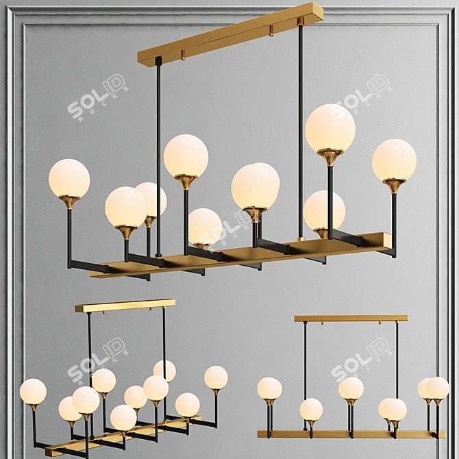 Industrial Loft Ball Valley Chandelier 3D model image 1