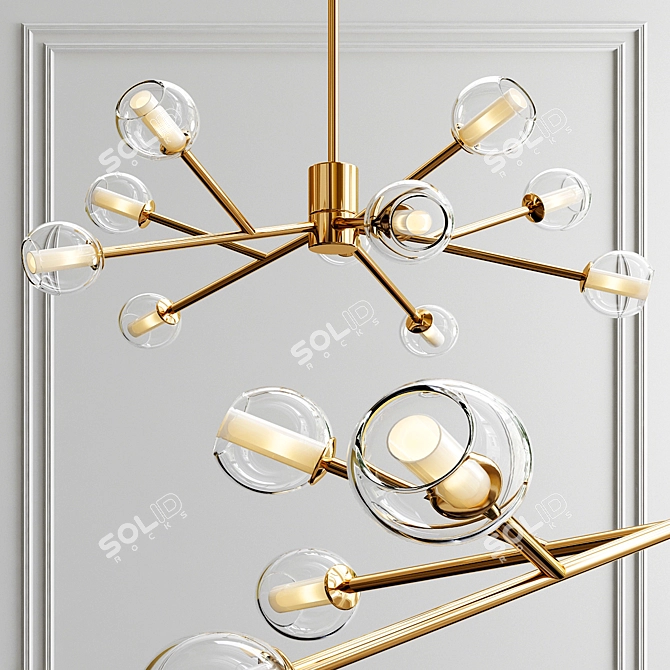 Golden Glow: Rita Chandelier 3D model image 1