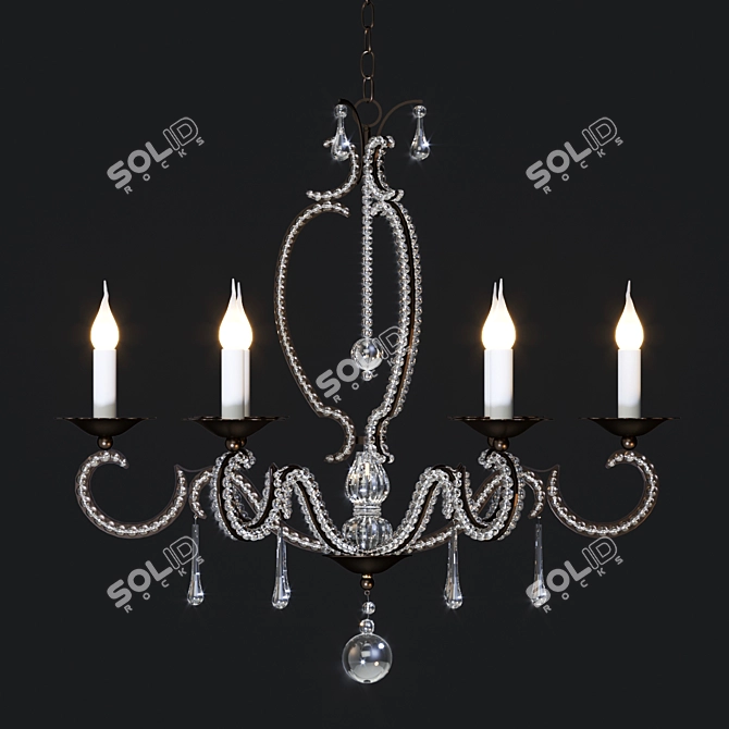 Elegant Martigny Chandelier - Gold & Bronze 3D model image 1