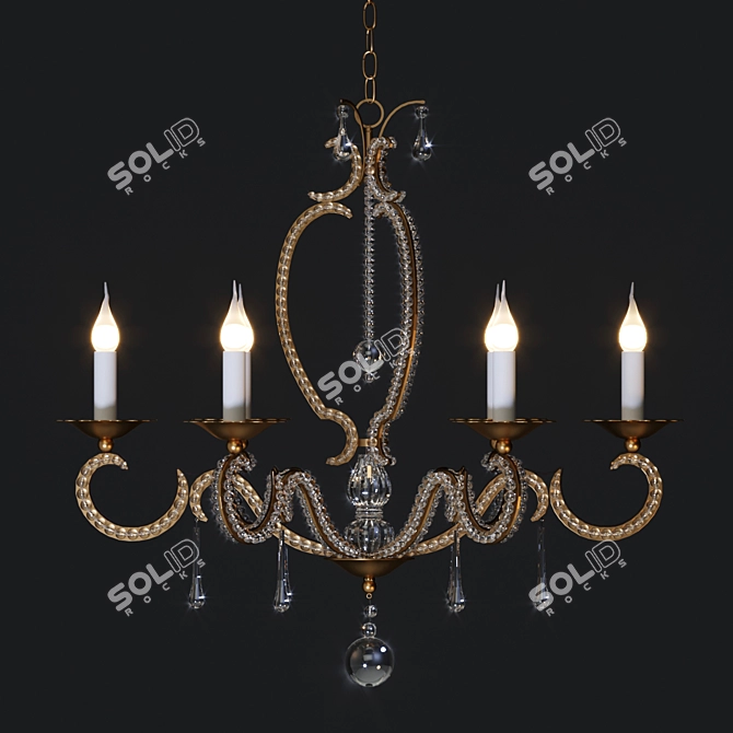 Elegant Martigny Chandelier - Gold & Bronze 3D model image 2