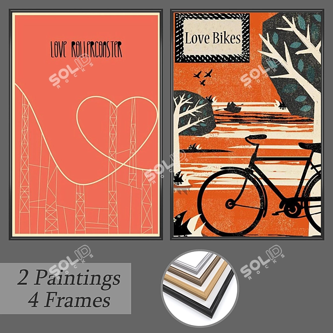 Versatile Set: Wall Paintings & Frames 3D model image 1