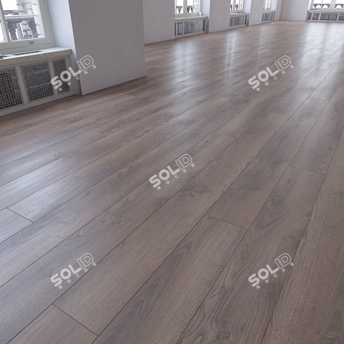 Wooden Plank Laminate Flooring - Realistic Textures 3D model image 1