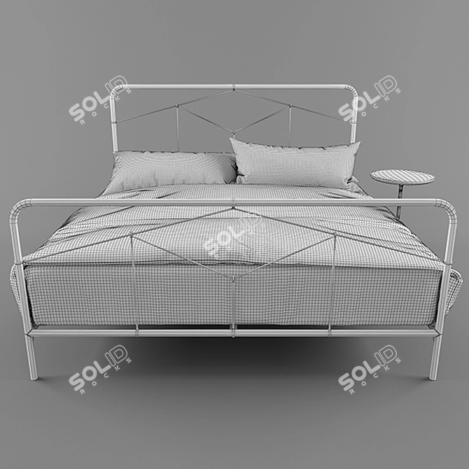 Elegant Casey Iron Bed 3D model image 3