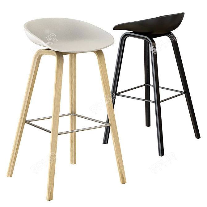 Sleek and Stylish AAS 32 Bar Stool 3D model image 1