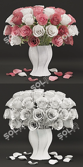 Elegant Rose Bouquet 3D model image 3