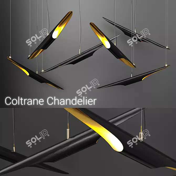 Sleek Black Chandelier for Modern Interiors 3D model image 1