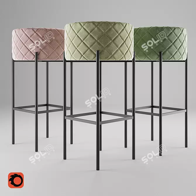 Panama Bar Stool: Stylish and Durable 3D model image 1