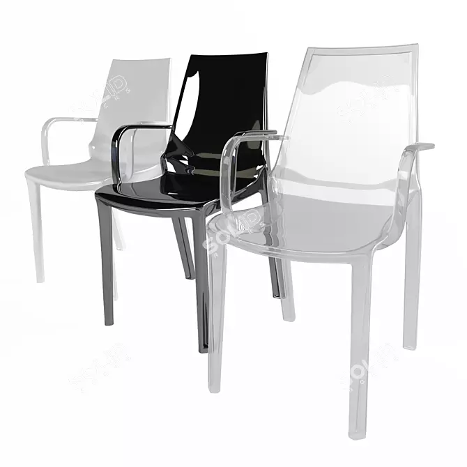 Elegant Vanity Chair in 3 Colors 3D model image 1