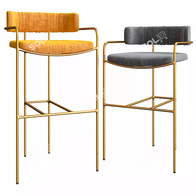 Luxurious Lenox Velvet Stools 3D model image 1