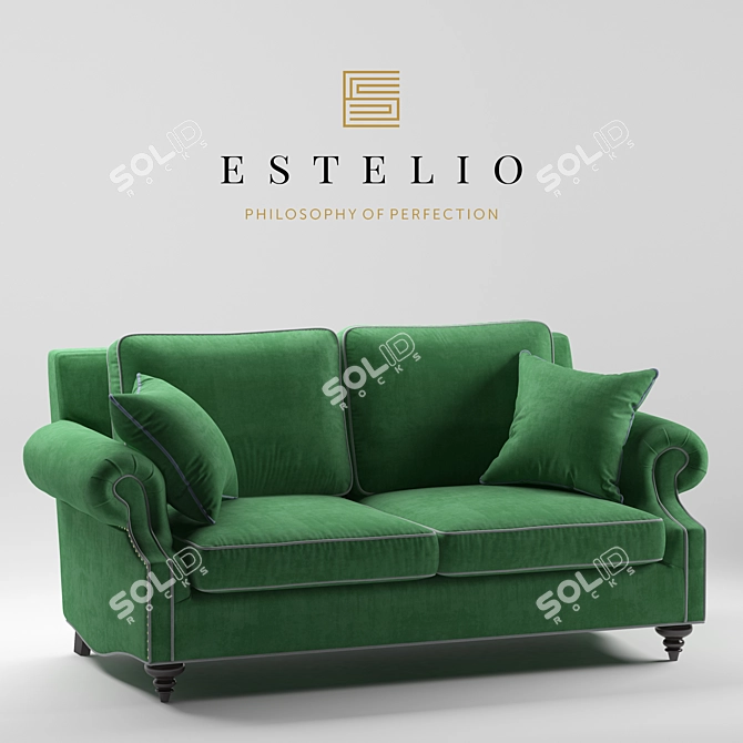 Estelio Evogue: Stylish Two-Seater Sofa 3D model image 1