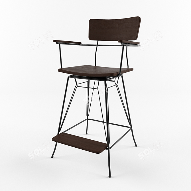 Sleek Swivel Counter Stool 3D model image 1