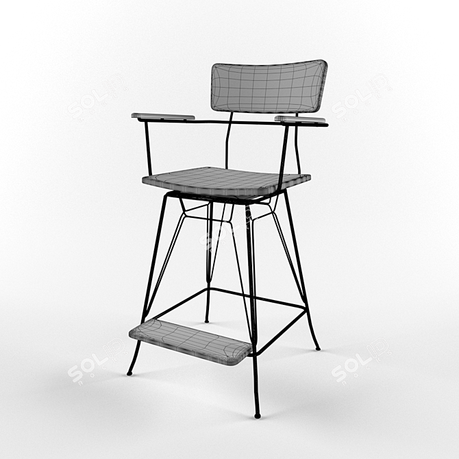 Sleek Swivel Counter Stool 3D model image 3