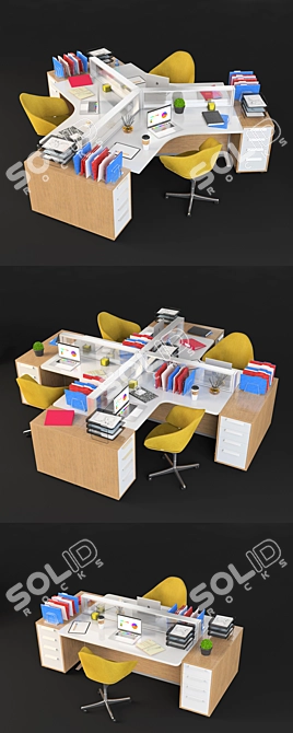 Sleek Office Set with Modern Stations 3D model image 2