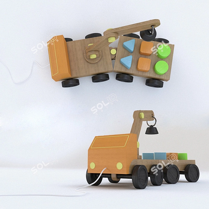 IKEA-inspired Wooden Truck Toy 3D model image 3