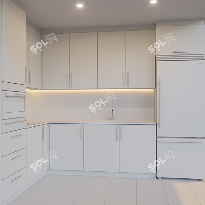 Sleek Modern Kitchen Design 3D model image 3