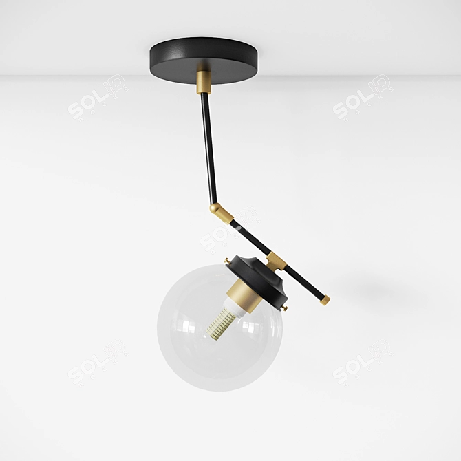 Modern Brass Single Globe Pendant 3D model image 1