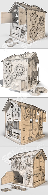 Interactive Wooden Playhouse 3D model image 3