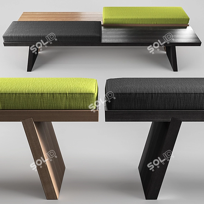  Porro Groove Bench: Stylish Upholstered Seating 3D model image 1