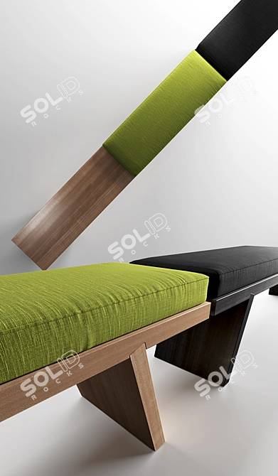  Porro Groove Bench: Stylish Upholstered Seating 3D model image 2