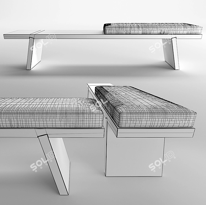  Porro Groove Bench: Stylish Upholstered Seating 3D model image 3