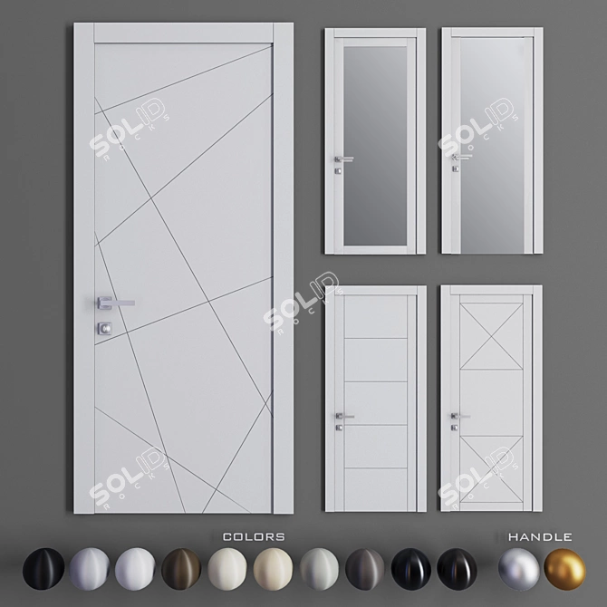 Volhovec Linea Set - Modern Geometric Door Collection 3D model image 1