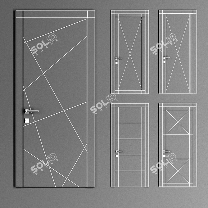 Volhovec Linea Set - Modern Geometric Door Collection 3D model image 3