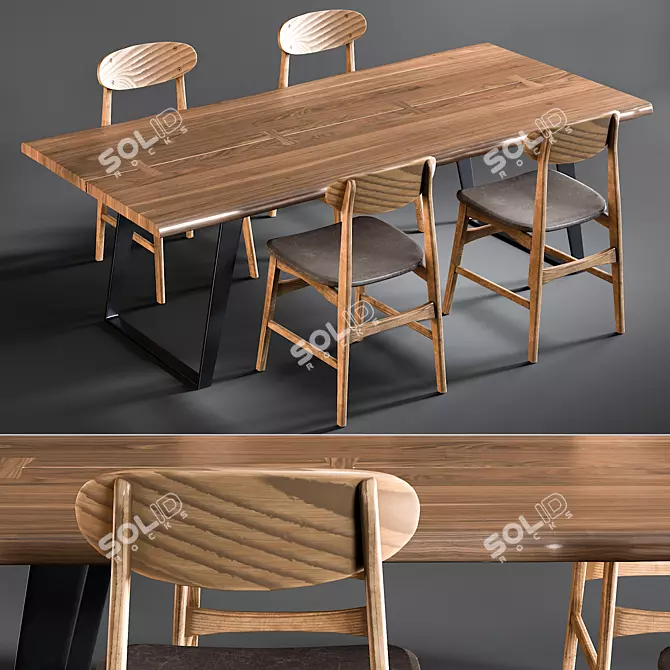 Stylish Dining Set: Yukon Table & Vernon Chairs 3D model image 1