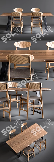 Stylish Dining Set: Yukon Table & Vernon Chairs 3D model image 2