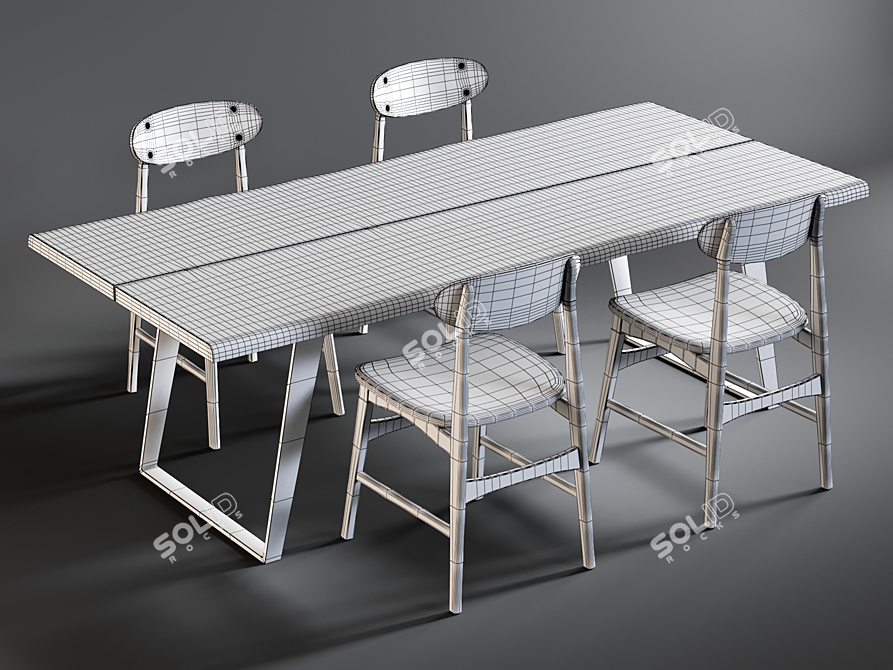 Stylish Dining Set: Yukon Table & Vernon Chairs 3D model image 3