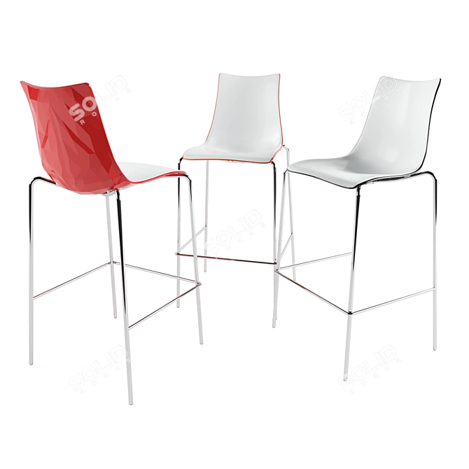 Zebra Bicolore Steel Stool 3D model image 1