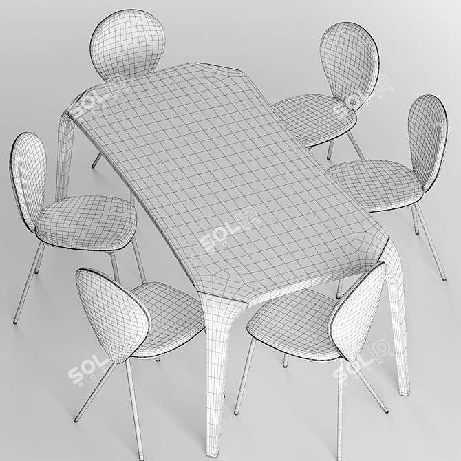 Elegant Perla Chairs & Unico Table - Riflessi 3D model image 3