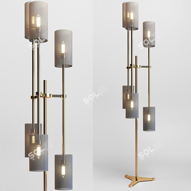 Elegant Pugil Brass Floor Lamp 3D model image 1