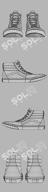 Poly Mid Vans: Sleek Hi-Top Shoes 3D model image 3
